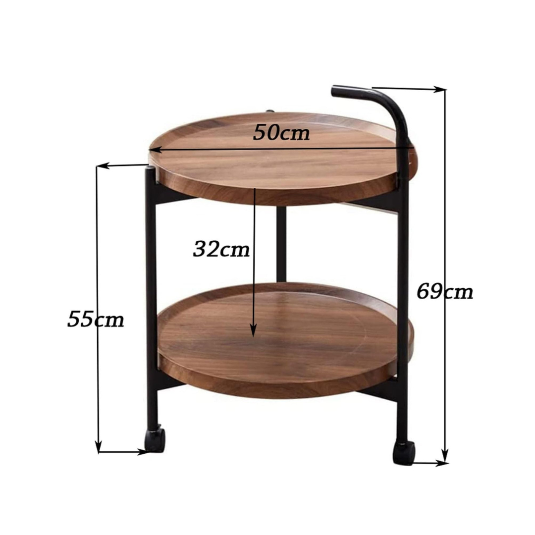 OnlyFurn-Marinda Wooden 2-Tier Table Trolley