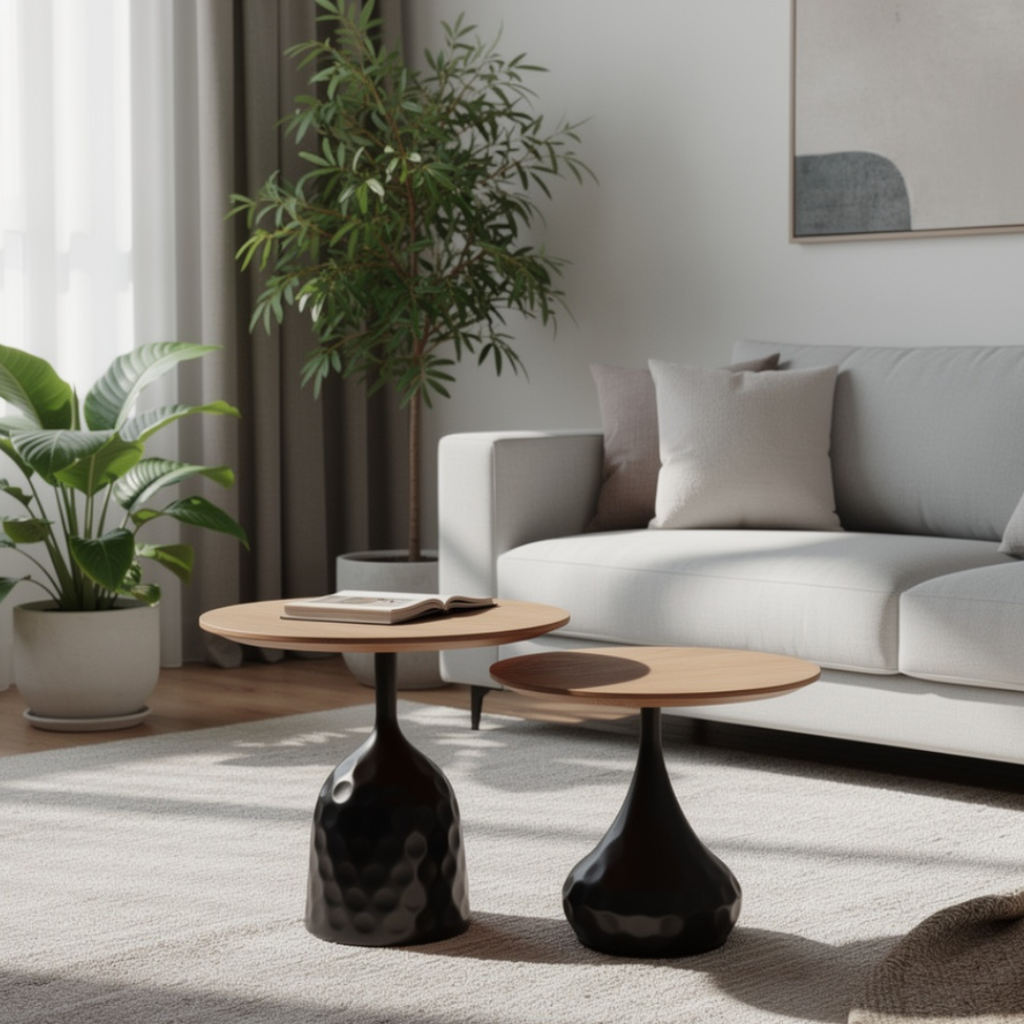 OnlyFurn-Felicia Modern Round Set of 2 Coffee Tables