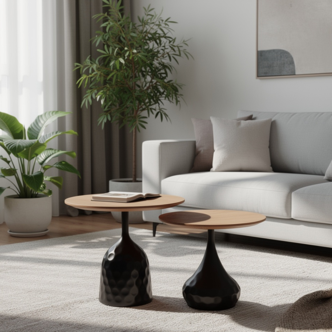 OnlyFurn-Felicia Modern Round Set of 2 Coffee Tables