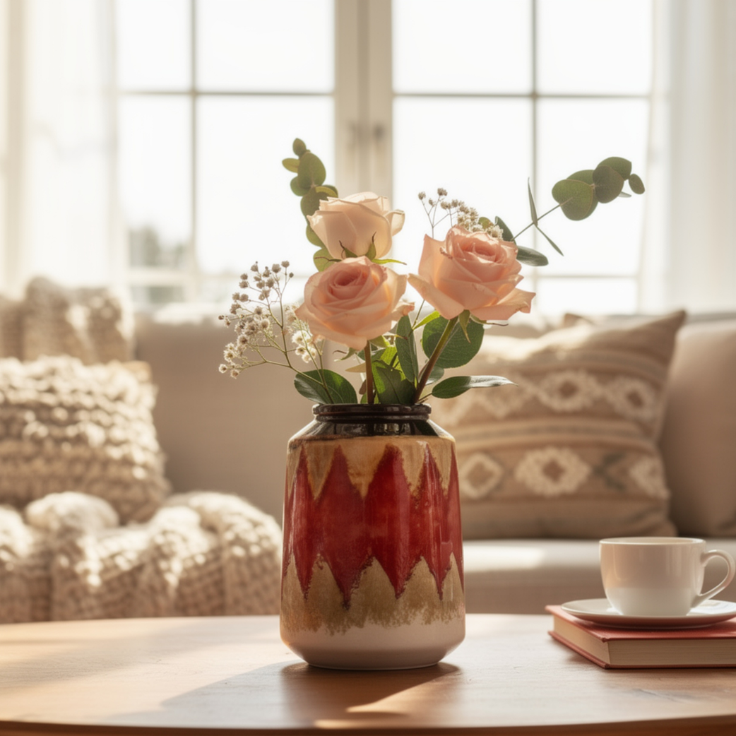 Onlyfurn-Oxlaid Ceramic Flower Vase