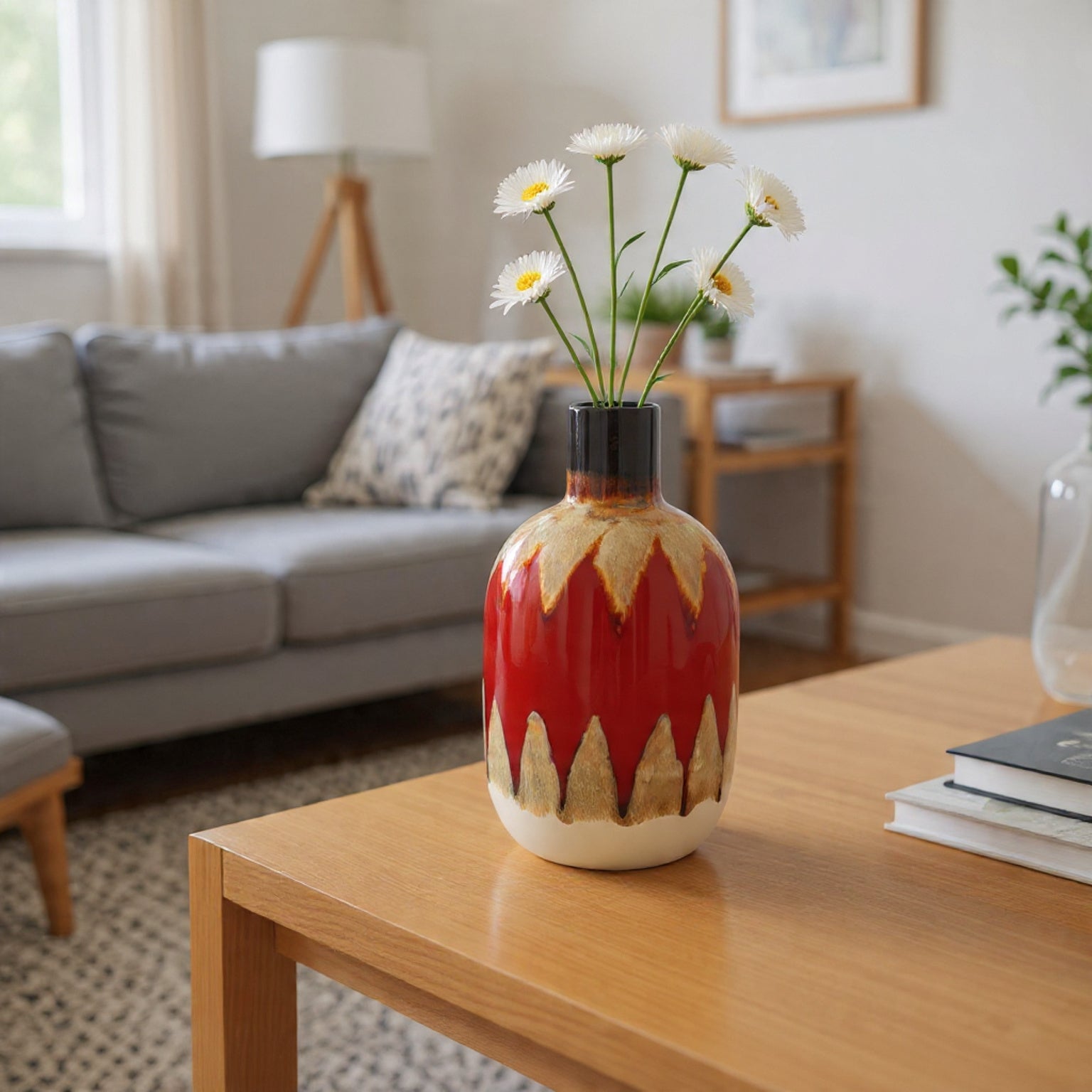 OnlyFurn Caro Ceramic Vase with tribal texture for living room styling