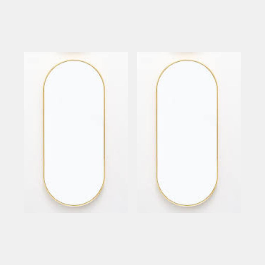 Pair of gold mirror frame on a white background