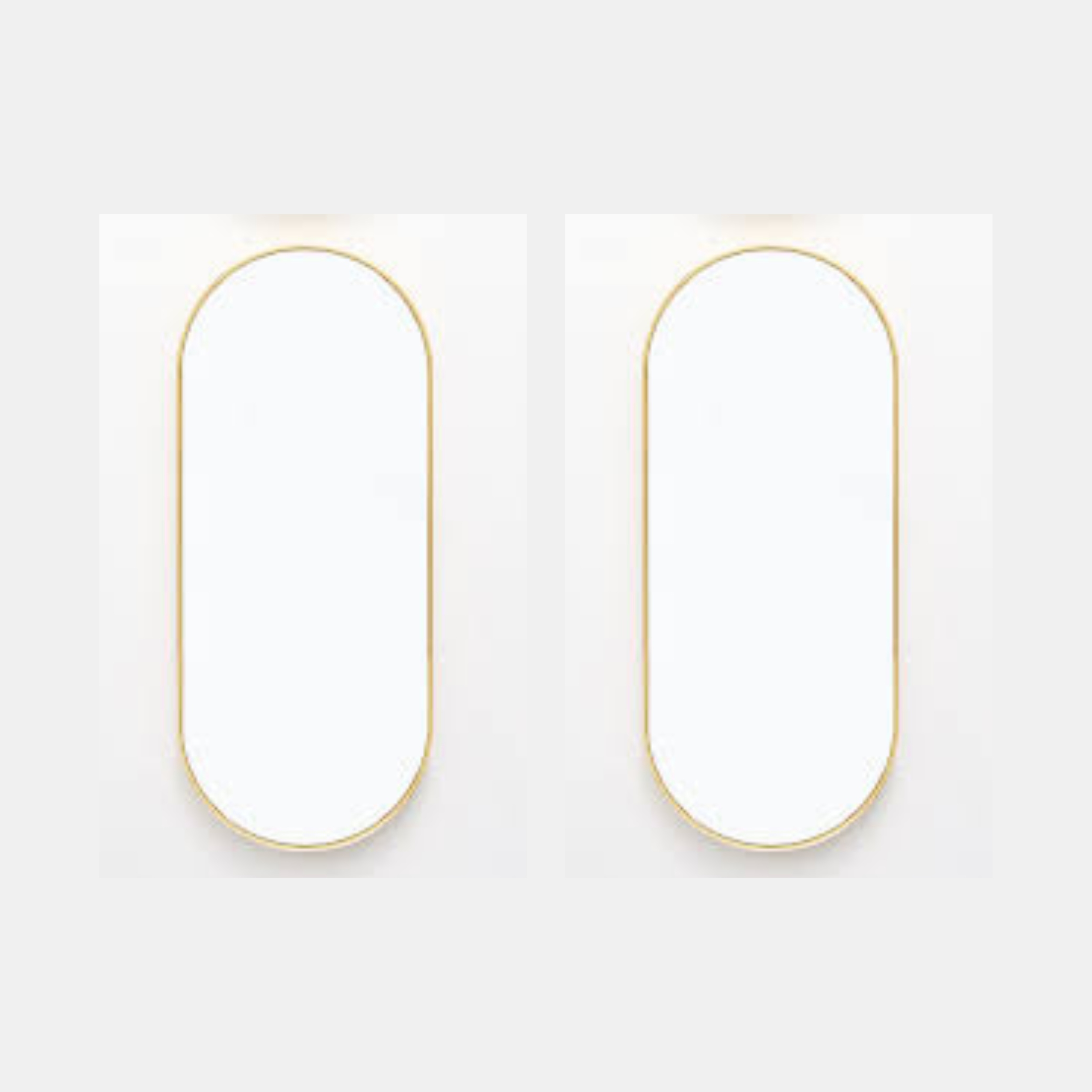 Pair of gold mirror frame on a white background