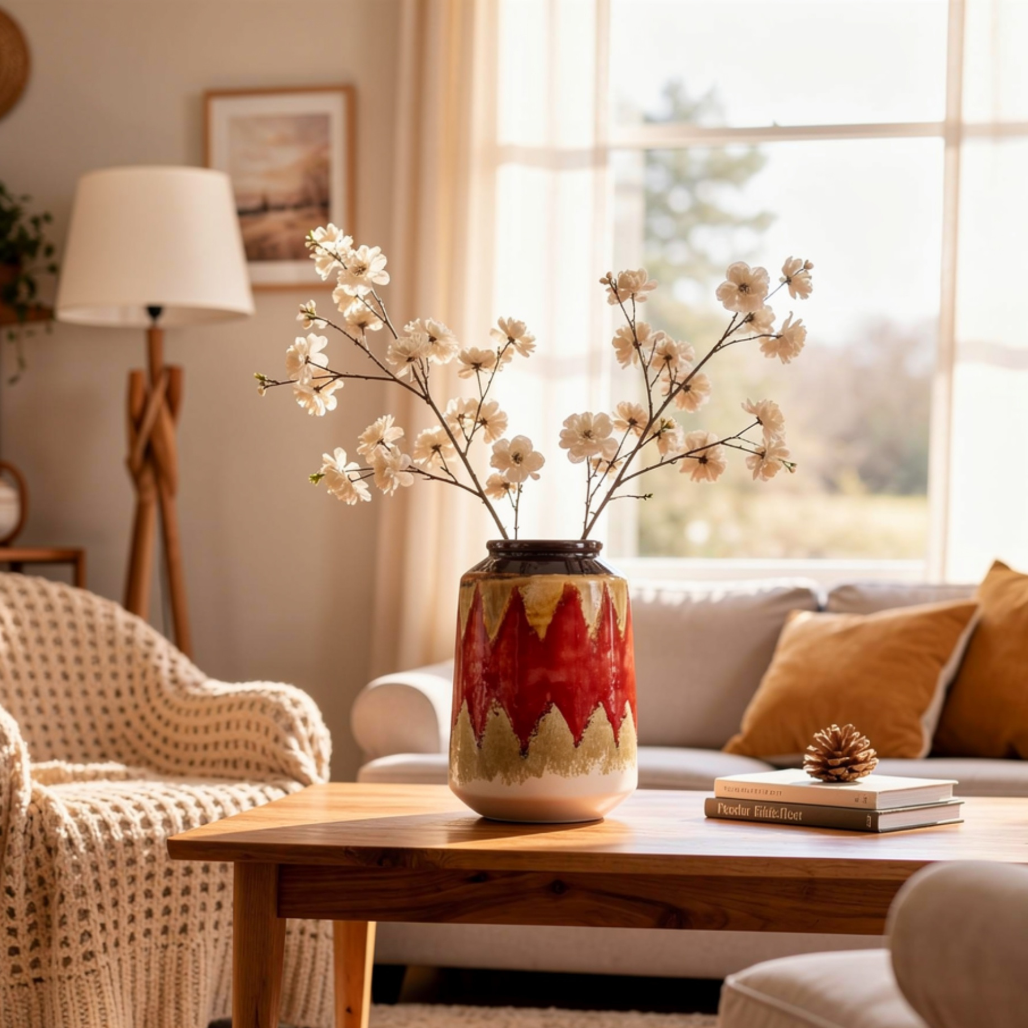 Onlyfurn-Oxlaid Ceramic Flower Vase